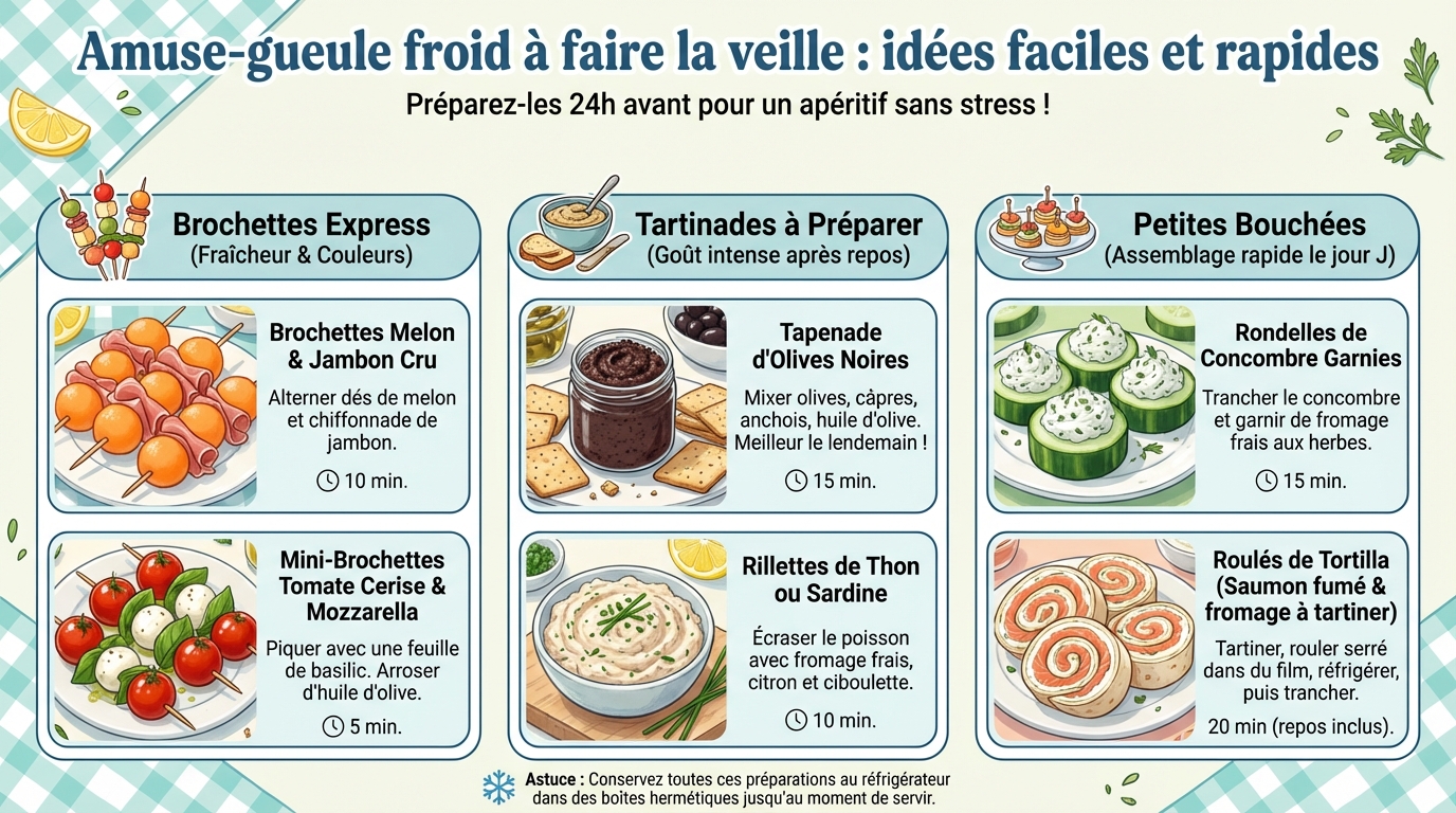 Idées d'amuse-gueules à faire la veille