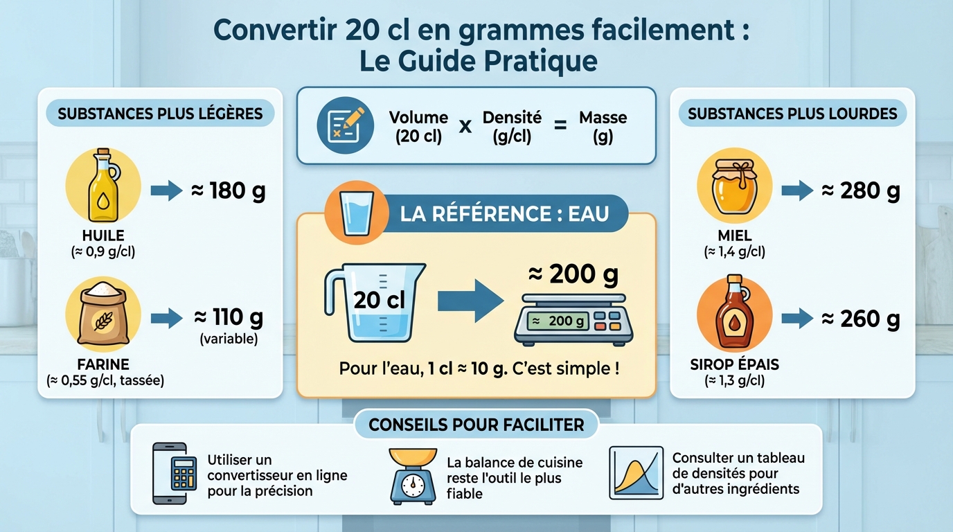 Comment convertir 20 cl en grammes facilement 1 Exemples pratiques