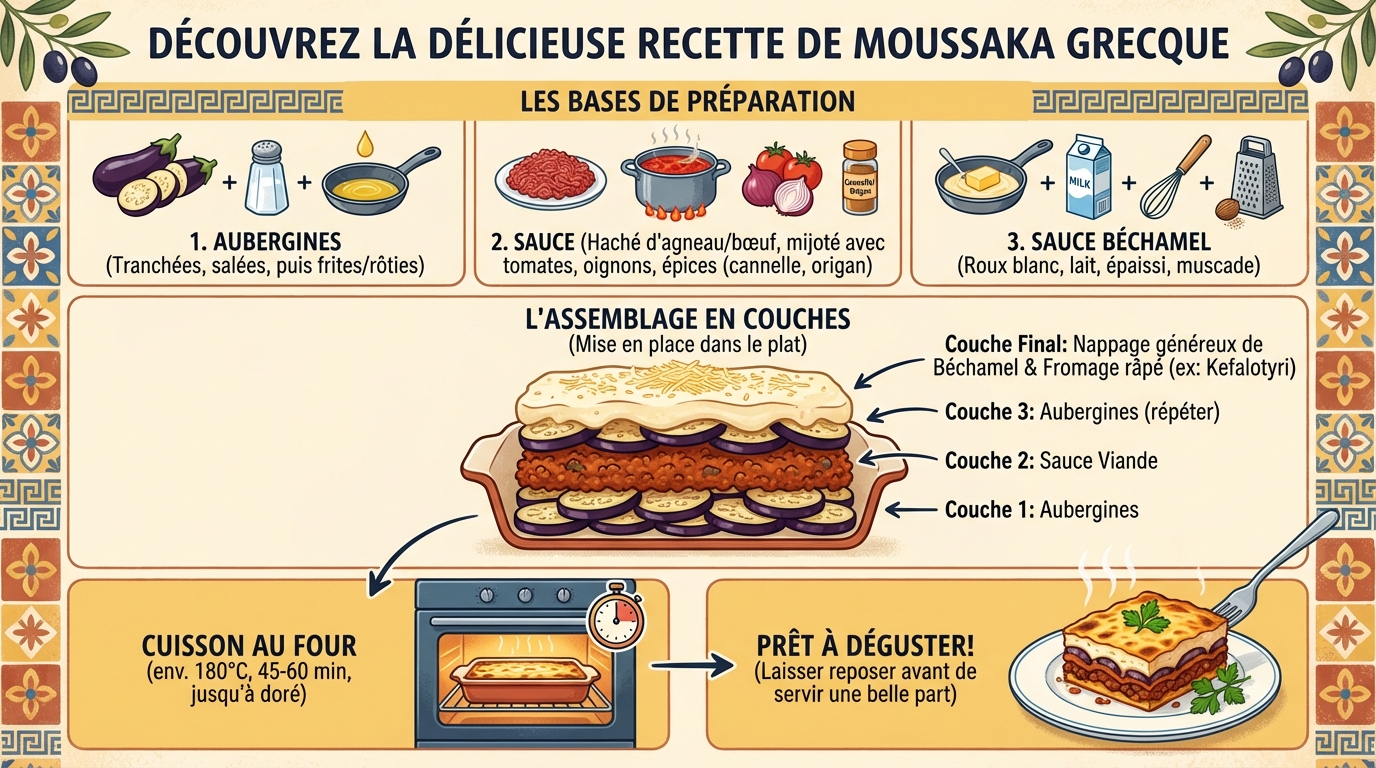 Étapes de préparation de la moussaka