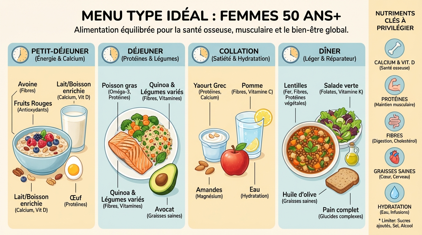 Le menu type idéal pour les femmes de 50 ans 1 Conseils nutritionnels pour cette tranche d'âge