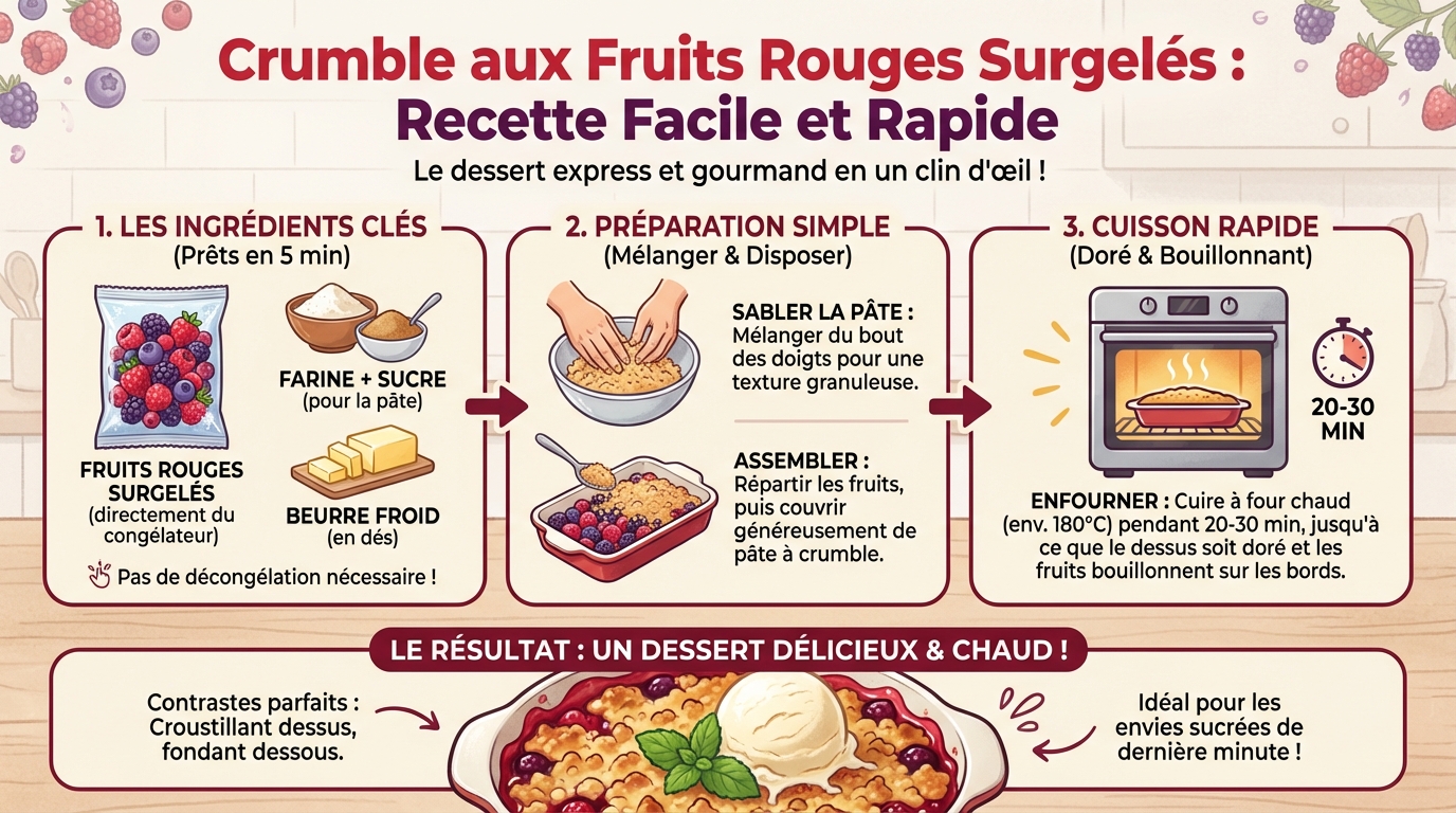 Crumble aux fruits rouges surgelés : recette facile et rapide 1 Astuces pour réussir votre crumble