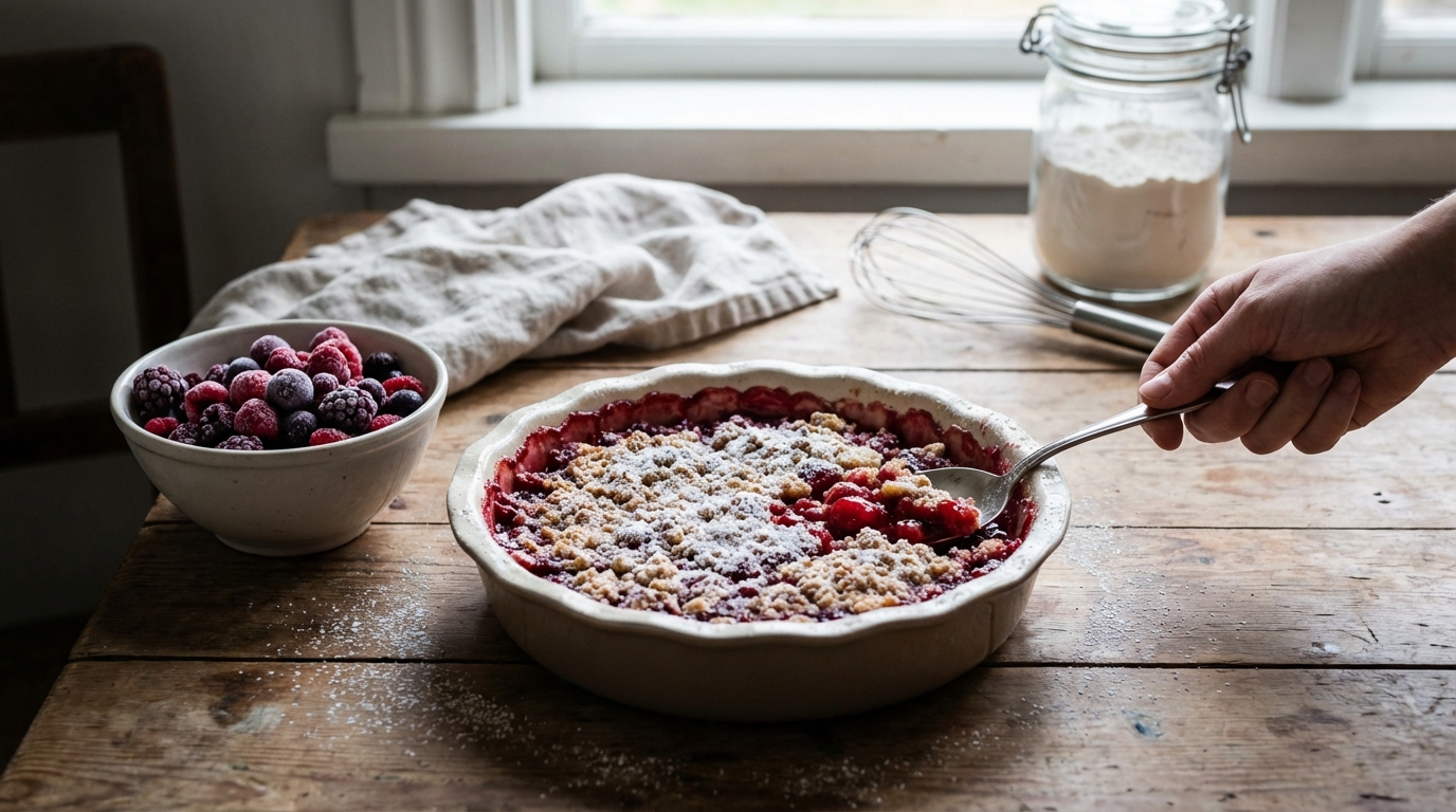 Crumble aux fruits rouges surgelés : recette facile et rapide