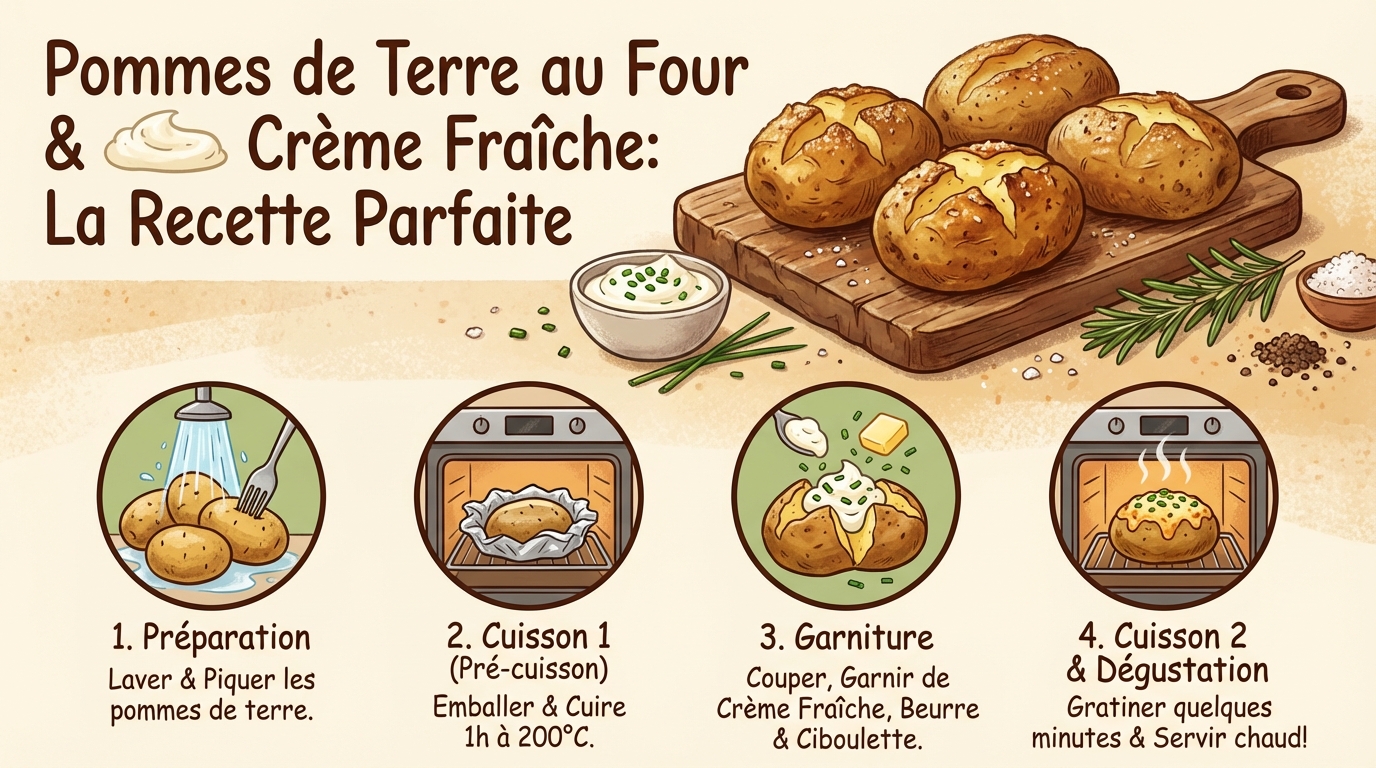 Recette de pommes de terre au four avec crème fraîche 1 Étapes de préparation