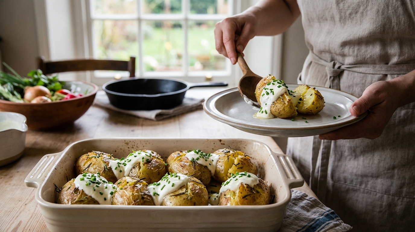 Recette de pommes de terre au four avec crème fraîche – Kanteen