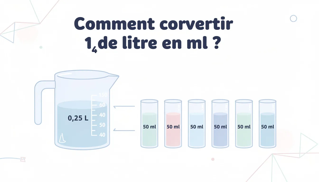 Comment convertir 1/4 de litre en ml ?